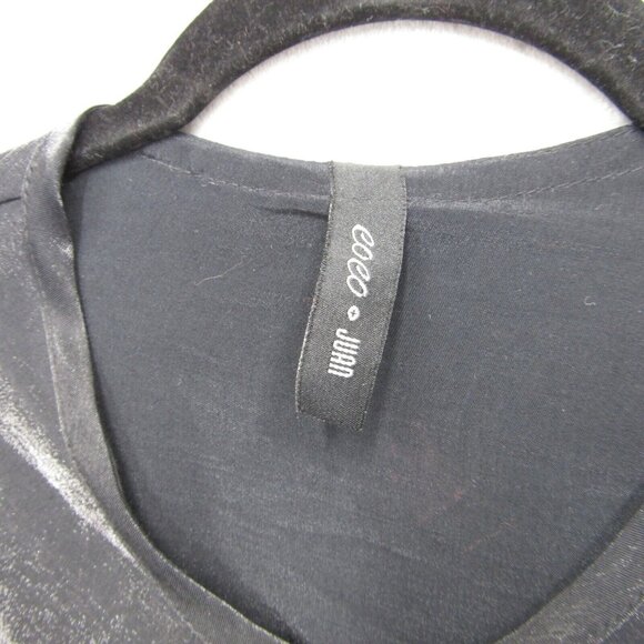 Coco & Juan Lagenlook Black Blue Abstract Asymmetric Maxi Dress 0 Stretchy - Picture 5 of 13